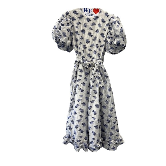 Sister Jane Pearl Floret Midi Dress Blue and White Sz S